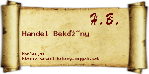 Handel Bekény névjegykártya
